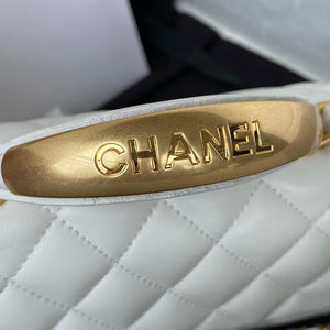 Chanel AS2431 Mini flap White Lambskin bag with top handle Gold - Default Title - View 4