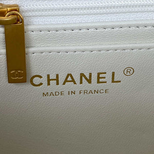 Chanel AS2431 Mini flap White Lambskin bag with top handle Gold - Default Title - View 8