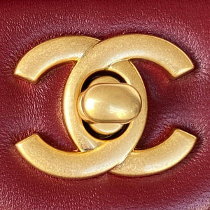 Chanel AS2431 Mini flap Wine Red Lambskin bag with top handle Gold - Default Title - View 3