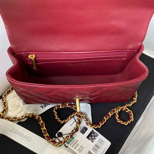 Chanel AS2431 Mini flap Wine Red Lambskin bag with top handle Gold - Default Title - View 7