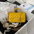 Chanel AS2431 Mini flap Yellow Lambskin bag with top handle Gold - Default Title - View 1