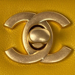 Chanel AS2431 Mini flap Yellow Lambskin bag with top handle Gold - Default Title - View 3