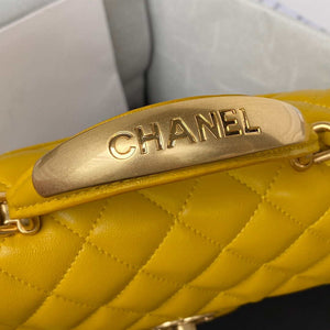 Chanel AS2431 Mini flap Yellow Lambskin bag with top handle Gold - Default Title - View 4