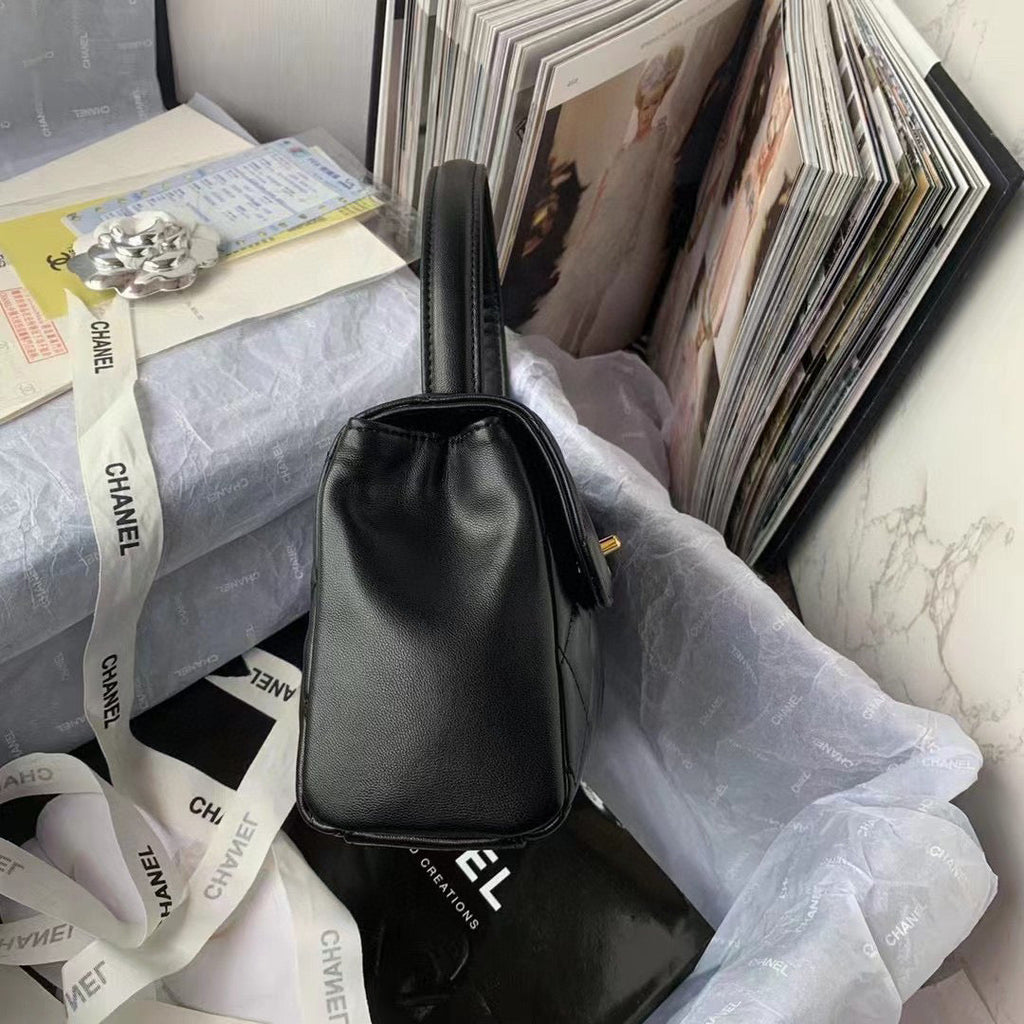 Chanel Flap Bag With Top Handle AS2463 Lambskin Black