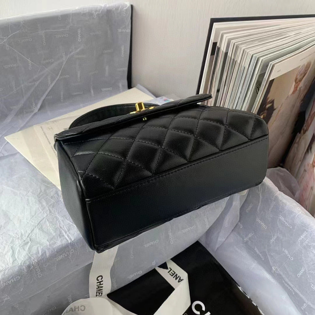 Chanel Flap Bag With Top Handle AS2463 Lambskin Black