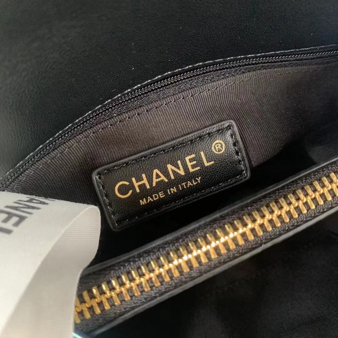 Chanel Flap Bag With Top Handle AS2463 Lambskin Black