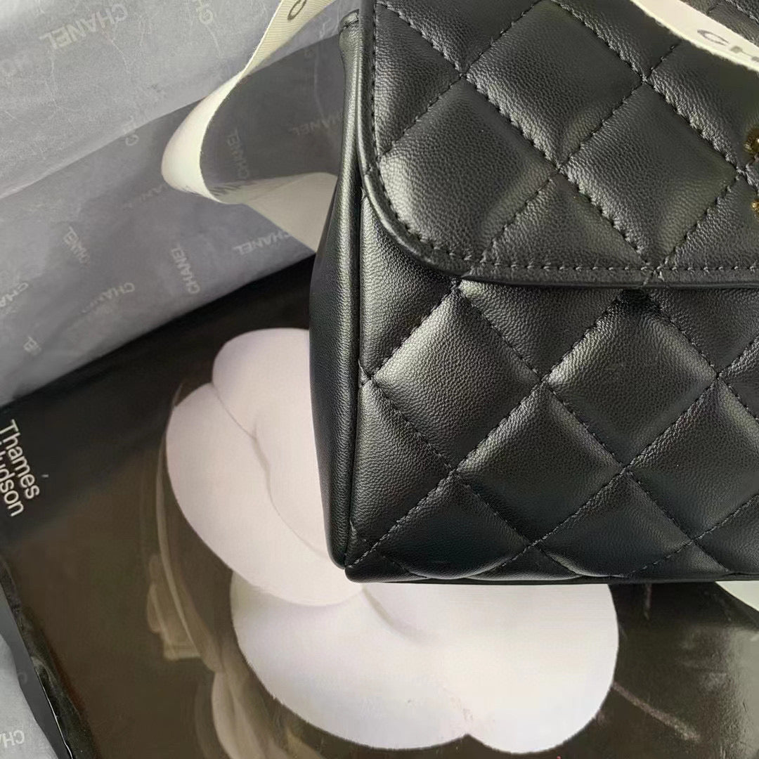 Chanel Flap Bag With Top Handle AS2463 Lambskin Black - Default Title - View 9
