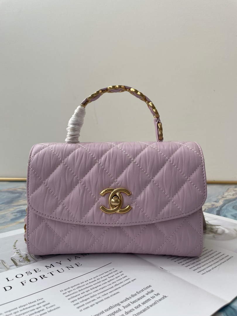 Chanel AS2477 Mini Flap CC Wrapped Bag with Top Handle Pink - Default Title - View 1