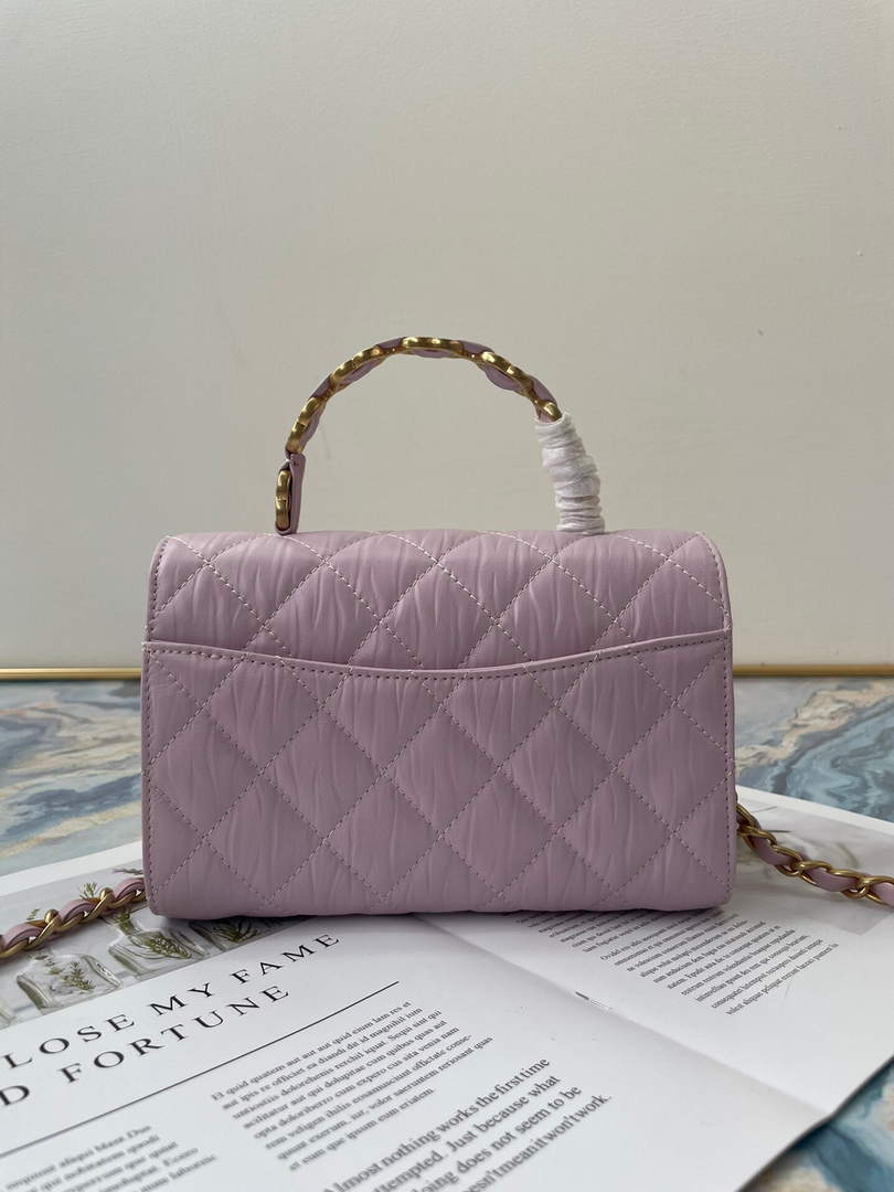 Chanel AS2477 Mini Flap CC Wrapped Bag with Top Handle Pink