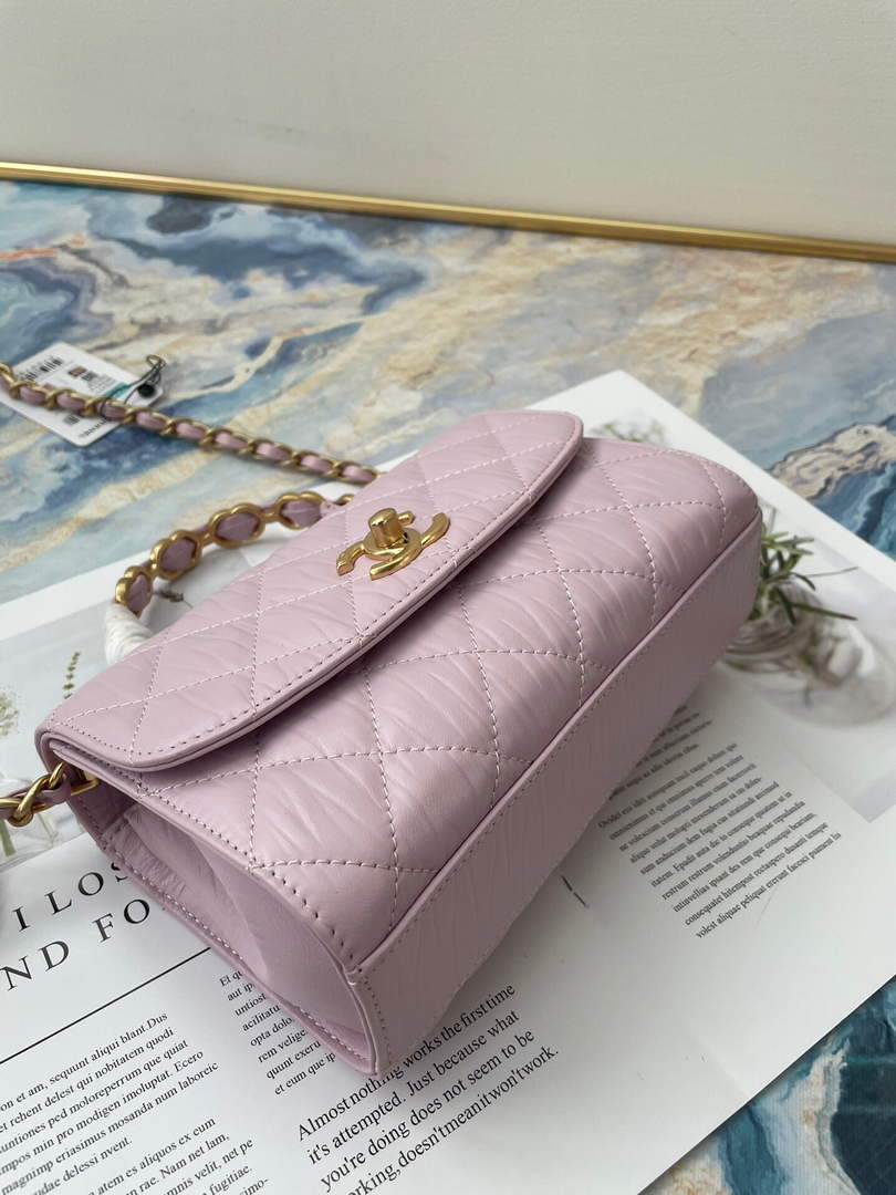 Chanel AS2477 Mini Flap CC Wrapped Bag with Top Handle Pink - Default Title - View 5