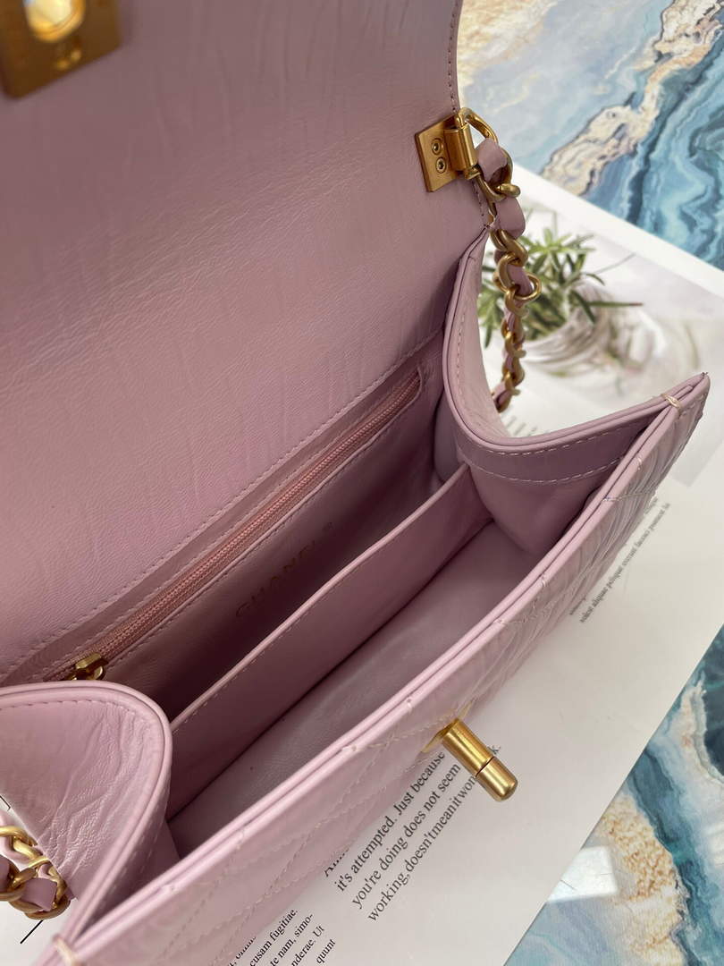Chanel AS2477 Mini Flap CC Wrapped Bag with Top Handle Pink - Default Title - View 9