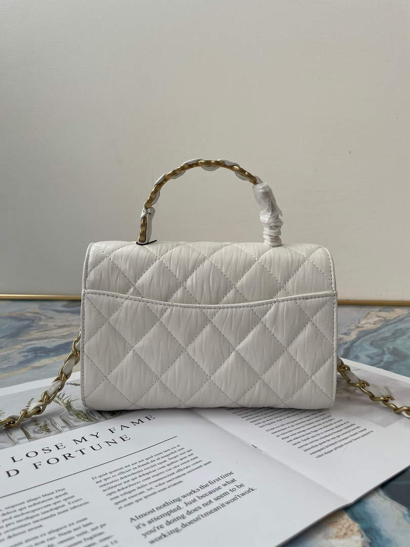 Chanel AS2477 Mini Flap CC Wrapped Bag with Top Handle White