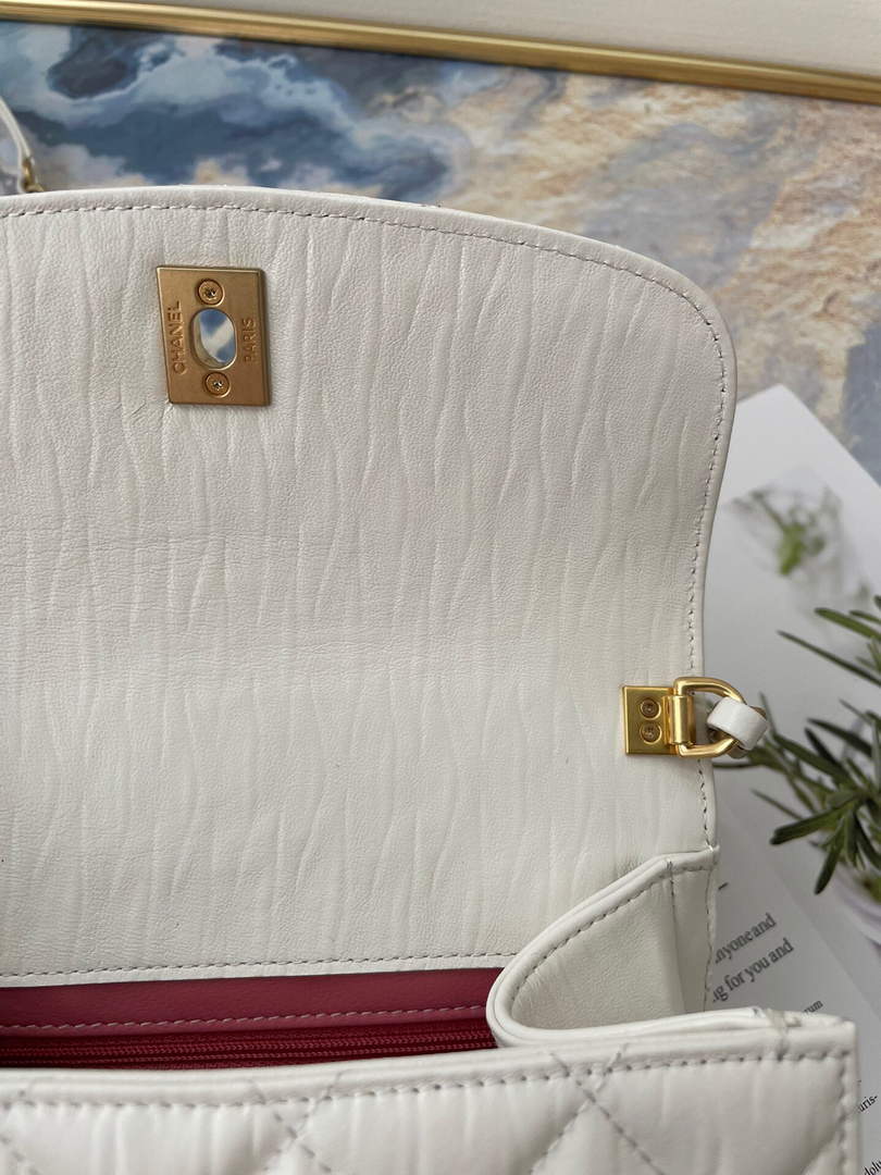 Chanel AS2477 Mini Flap CC Wrapped Bag with Top Handle White