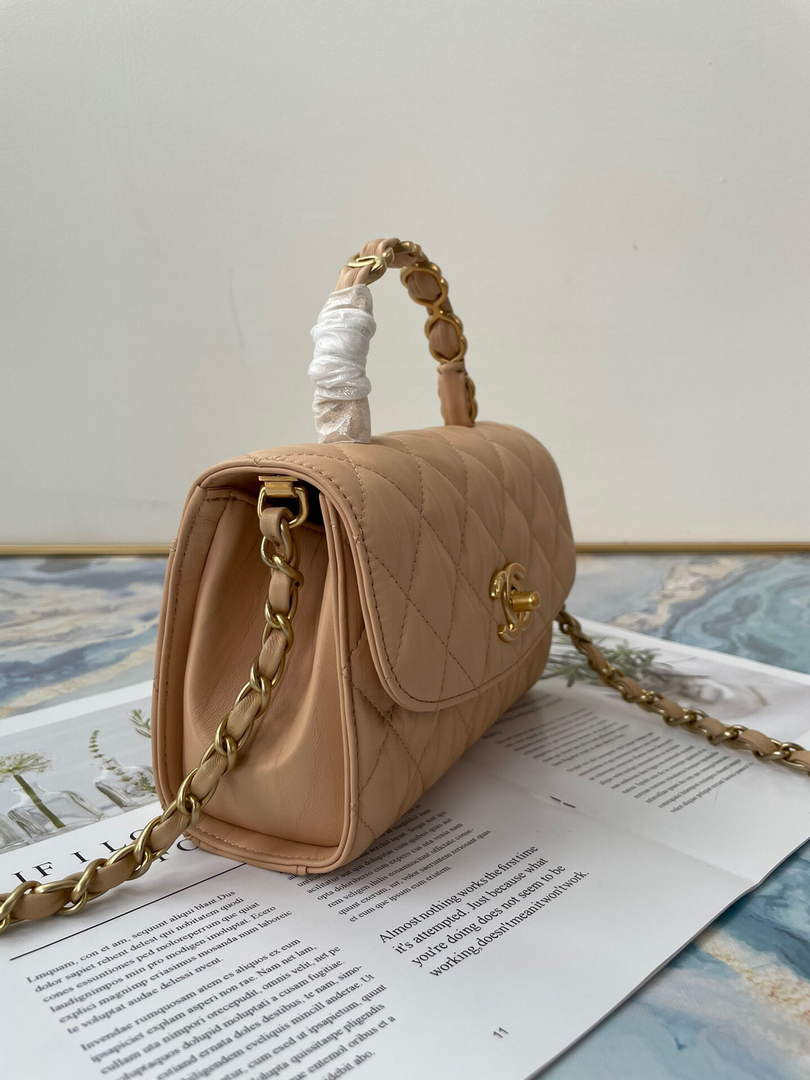 Chanel AS2477 Mini Flap CC Wrapped Bag with Top Handle Apricot - Default Title - View 2