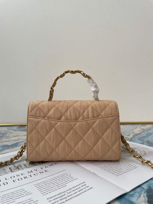Chanel AS2477 Mini Flap CC Wrapped Bag with Top Handle Apricot - Default Title - View 3