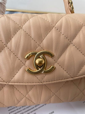 Chanel AS2477 Mini Flap CC Wrapped Bag with Top Handle Apricot - Default Title - View 5