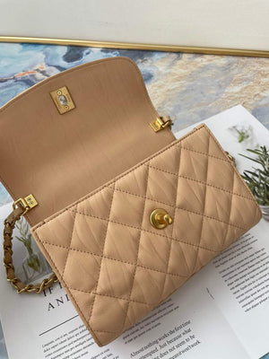 Chanel AS2477 Mini Flap CC Wrapped Bag with Top Handle Apricot - Default Title - View 7