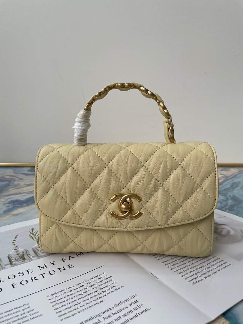Chanel AS2477 Mini Flap CC Wrapped Bag with Top Handle Yellow - Default Title - View 1