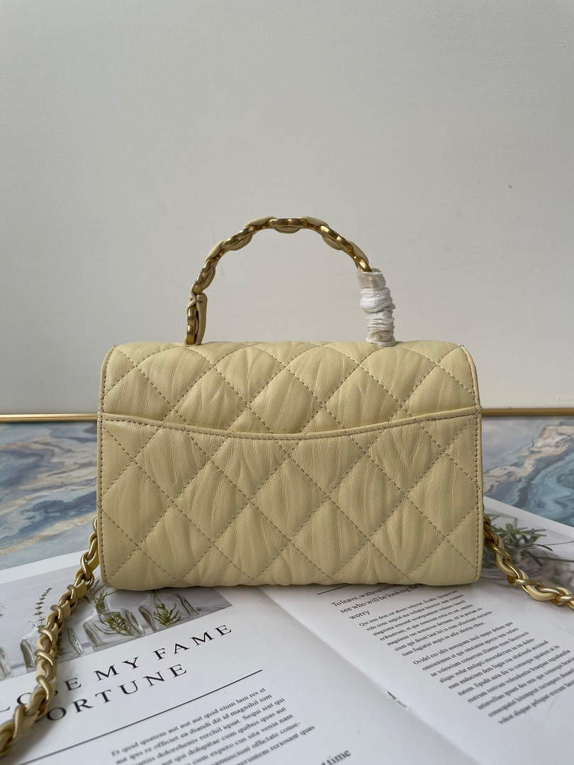 Chanel AS2477 Mini Flap CC Wrapped Bag with Top Handle Yellow