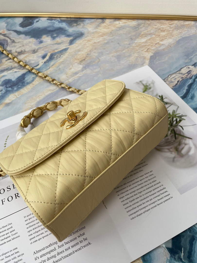 Chanel AS2477 Mini Flap CC Wrapped Bag with Top Handle Yellow - Default Title - View 6