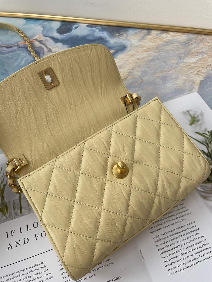 Chanel AS2477 Mini Flap CC Wrapped Bag with Top Handle Yellow