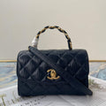 Chanel AS2477 Mini Flap CC Wrapped Bag with Top Handle Navy Blue - Default Title - View 1