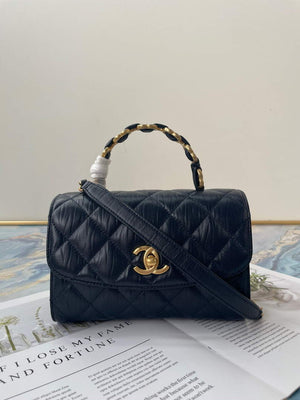 Chanel AS2477 Mini Flap CC Wrapped Bag with Top Handle Navy Blue - Default Title - View 1