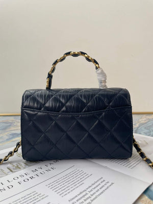 Chanel AS2477 Mini Flap CC Wrapped Bag with Top Handle Navy Blue - Default Title - View 3