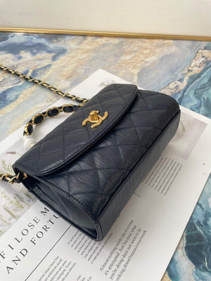 Chanel AS2477 Mini Flap CC Wrapped Bag with Top Handle Navy Blue - Default Title - View 6