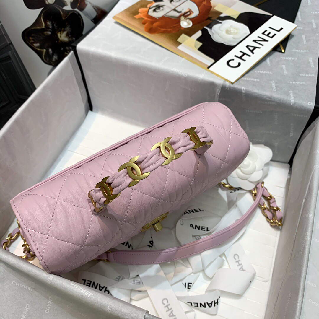 Chanel AS2478 Flap CC Wrapped Bag with Top Handle Pink