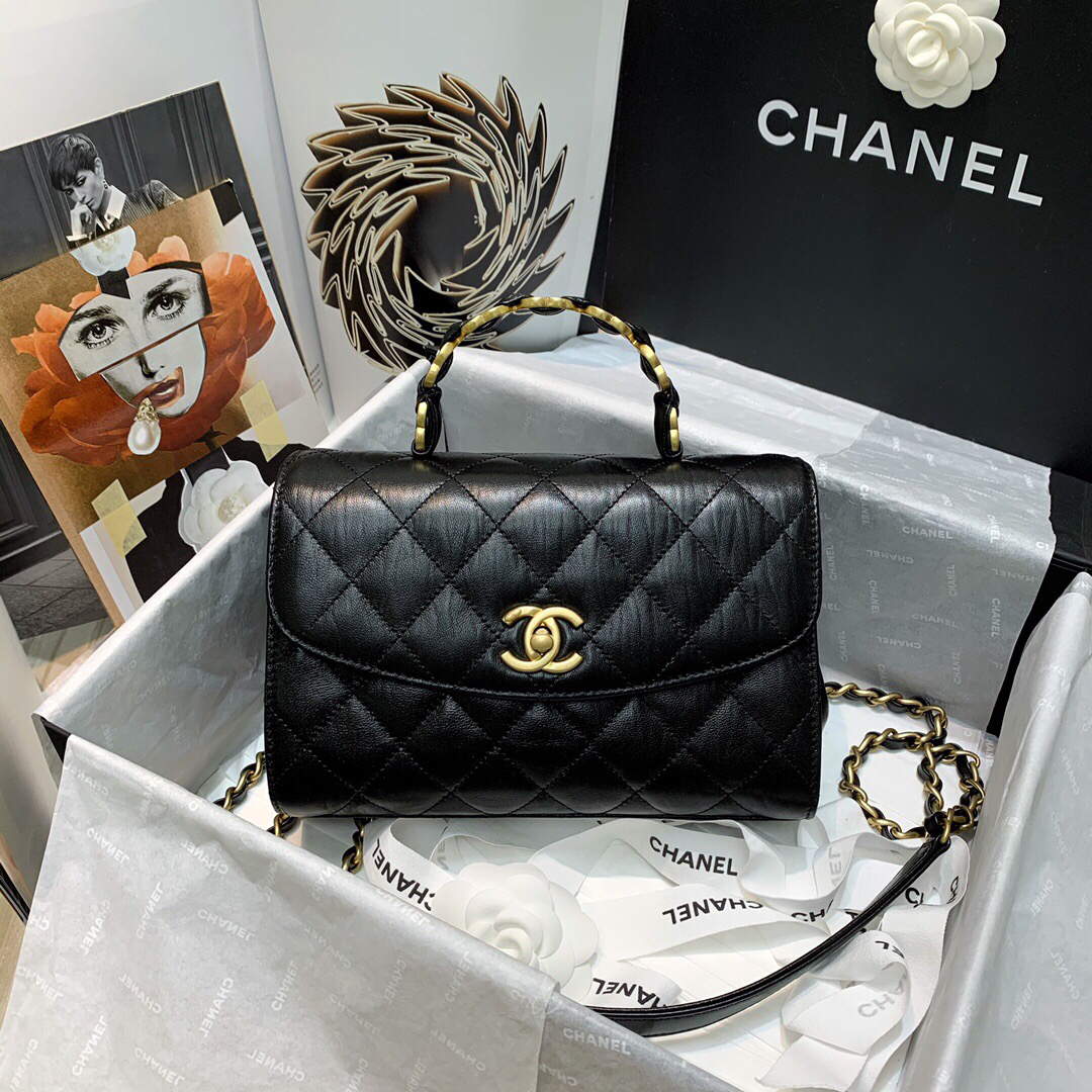 Chanel AS2478 Flap CC Wrapped Bag with Top Handle Black - Default Title - View 1