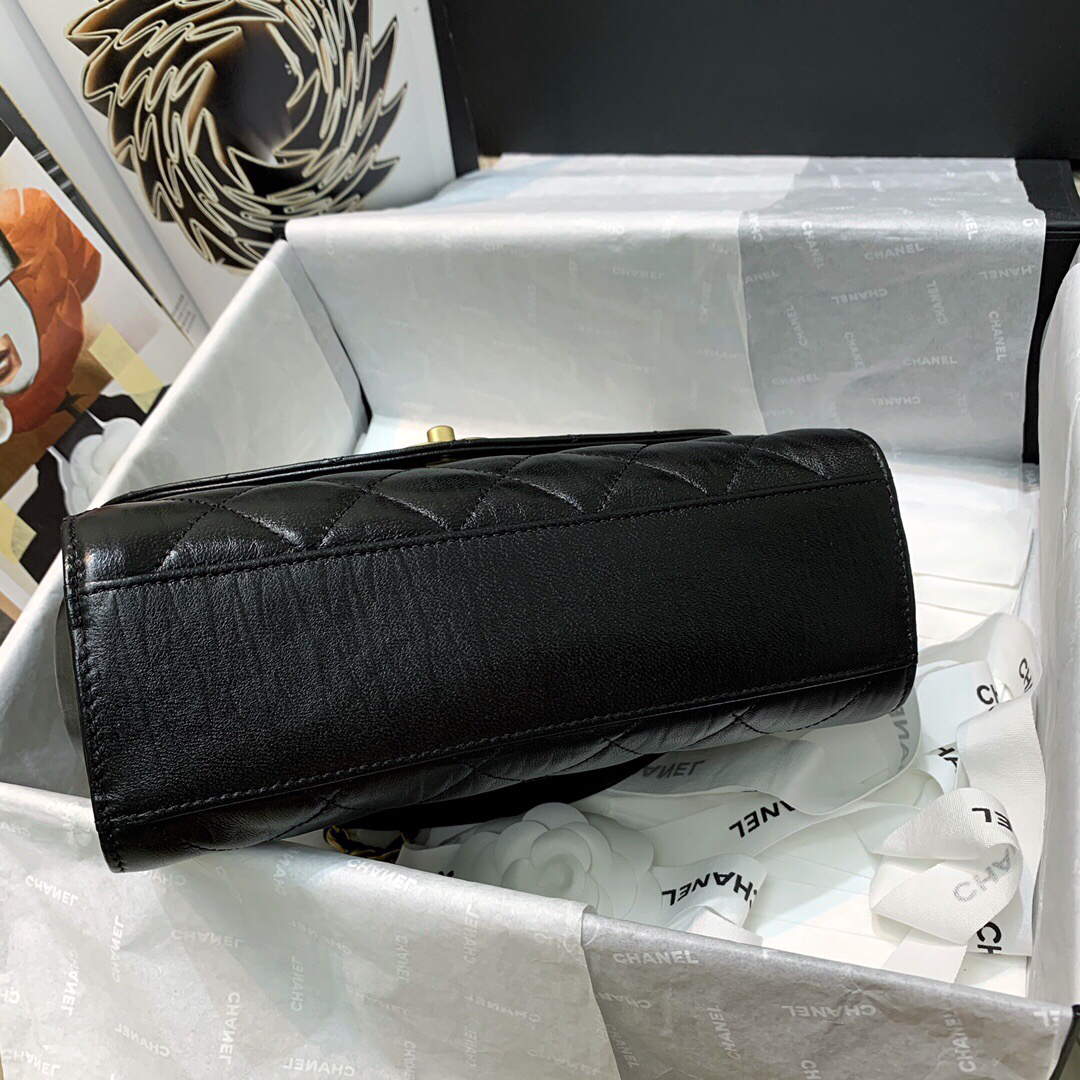 Chanel AS2478 Flap CC Wrapped Bag with Top Handle Black