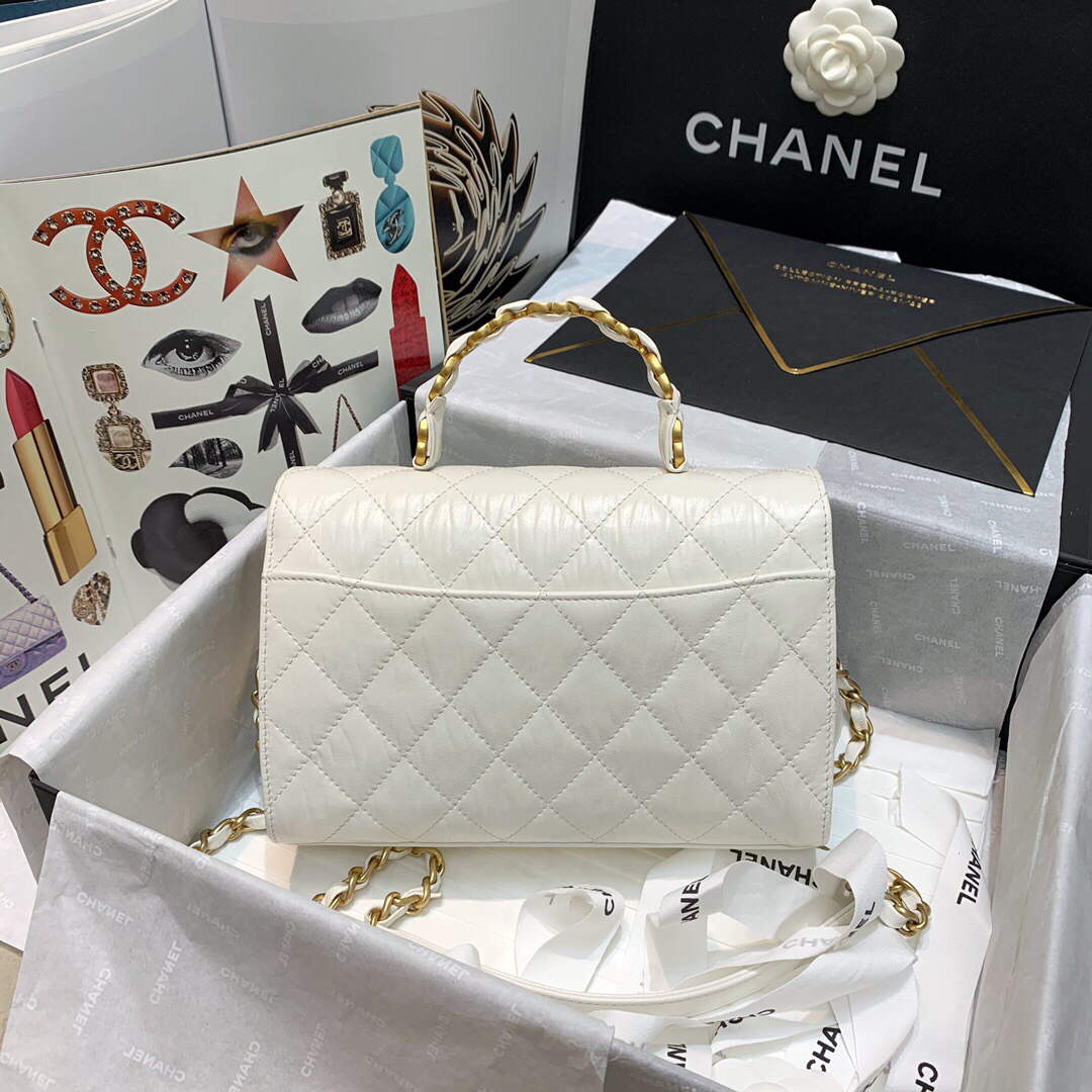 Chanel AS2478 Flap CC Wrapped Bag with Top Handle White - Default Title - View 2