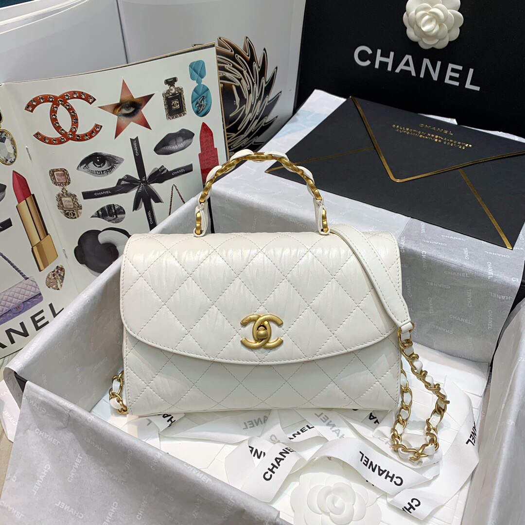 Chanel AS2478 Flap CC Wrapped Bag with Top Handle White - Default Title - View 5