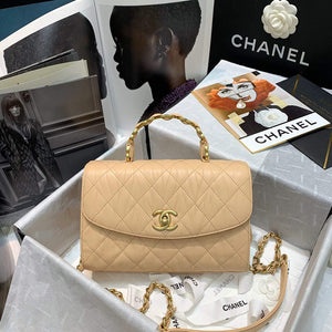 Chanel AS2478 Flap CC Wrapped Bag with Top Handle Apricot - Default Title - View 1