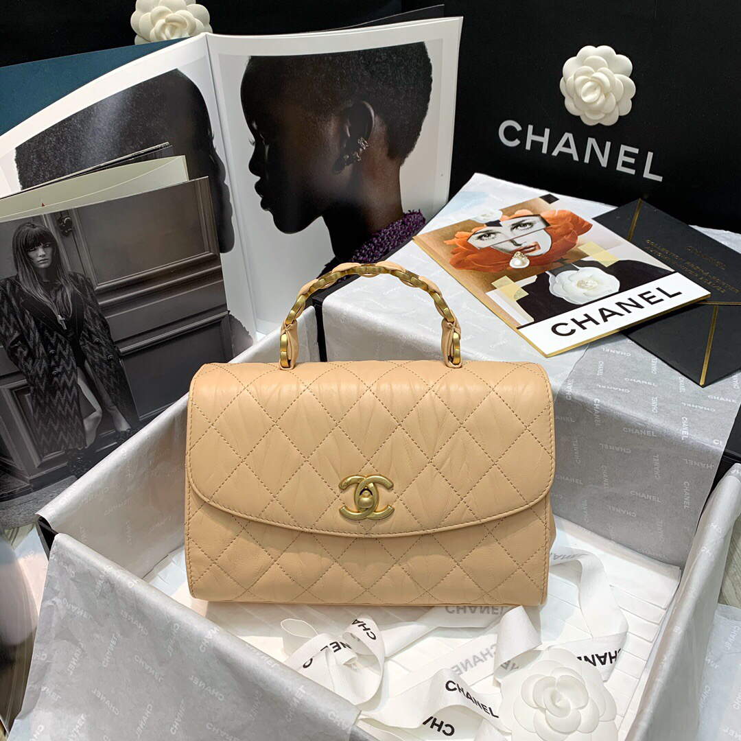Chanel AS2478 Flap CC Wrapped Bag with Top Handle Apricot - Default Title - View 5
