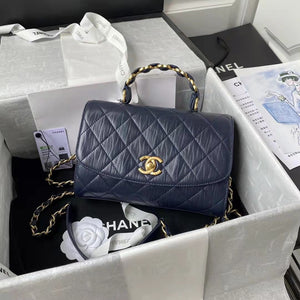 Chanel AS2478 Flap CC Wrapped Bag with Top Handle Navy Blue - Default Title - View 1