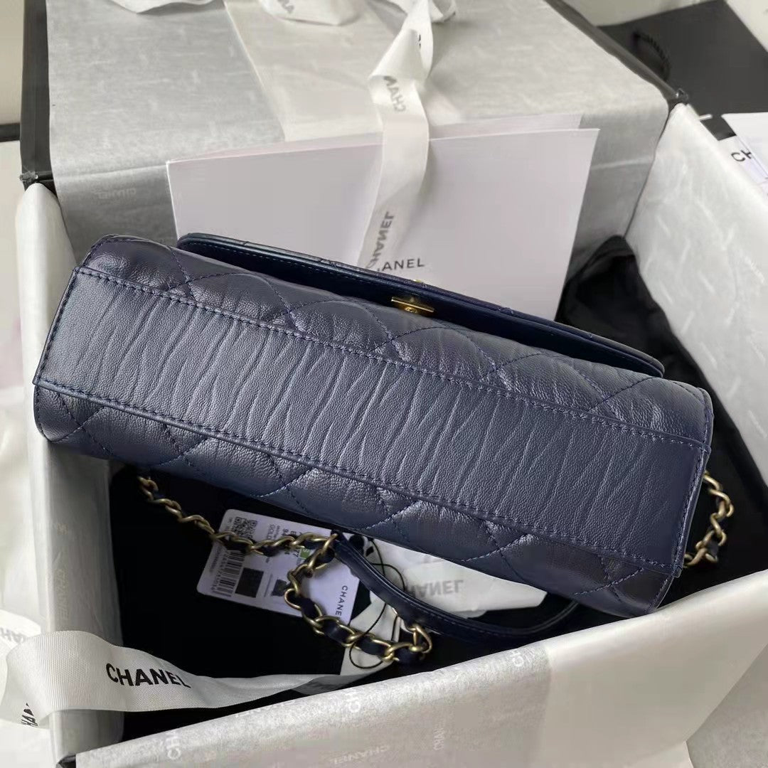 Chanel AS2478 Flap CC Wrapped Bag with Top Handle Navy Blue - Default Title - View 6