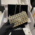 Chanel AS2535 Mini Evening Bag Gold-Tone Metal & Lambskin With Grey