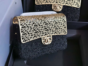 Chanel AS3526 Mini Evening Bag Wool Tweed & Gold-Tone Metal Black - Default Title - View 3