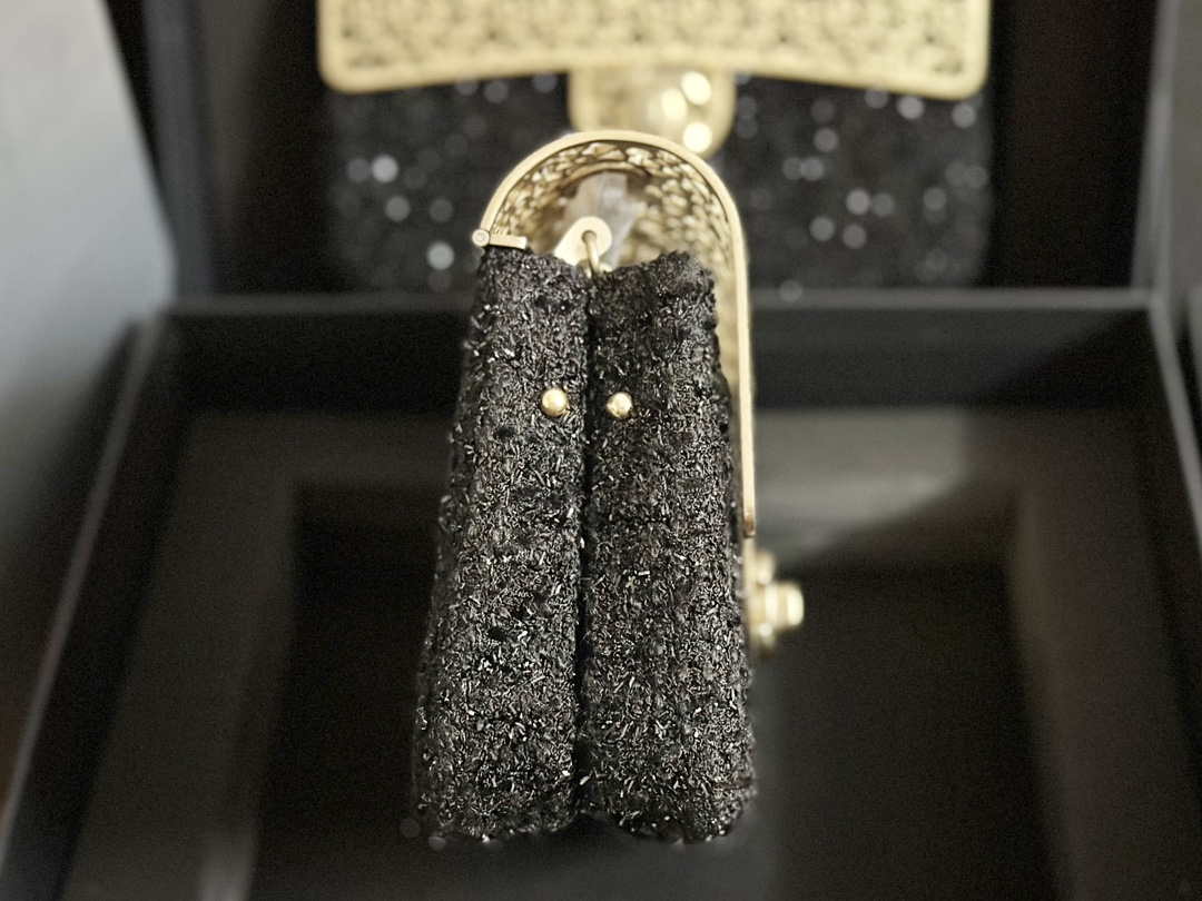 Chanel AS3526 Mini Evening Bag Wool Tweed & Gold-Tone Metal Black - Default Title - View 5