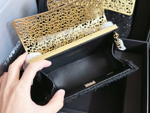Chanel AS3526 Mini Evening Bag Wool Tweed & Gold-Tone Metal Black - Default Title - View 7
