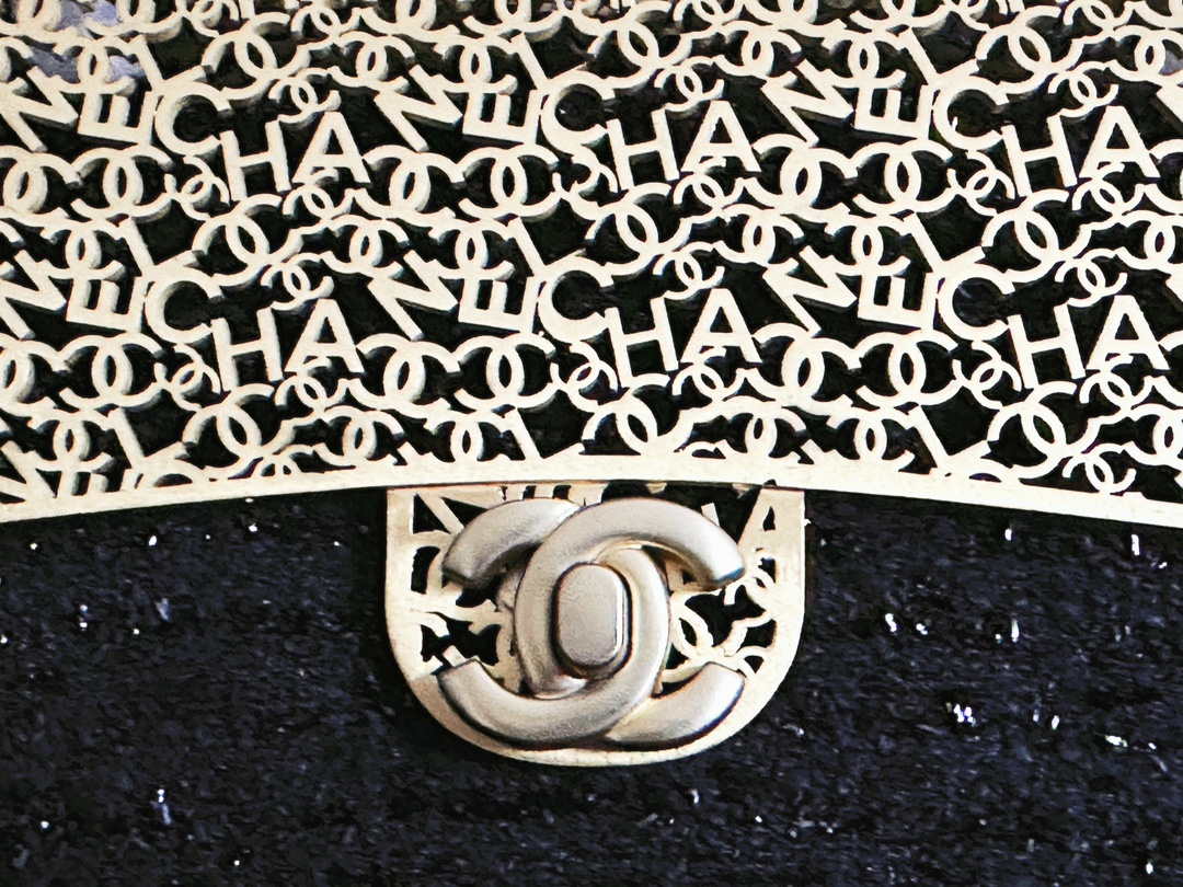 Chanel AS3526 Mini Evening Bag Wool Tweed & Gold-Tone Metal Black - Default Title - View 9