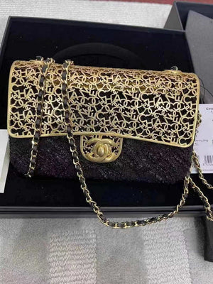 Chanel AS3526 Mini Evening Bag Wool Tweed & Gold-Tone Metal Black - Default Title - View 10