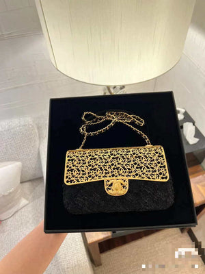 Chanel AS3526 Mini Evening Bag Wool Tweed & Gold-Tone Metal Black - Default Title - View 18