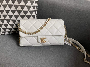 Chanel AS2563 Flap Bag Lambskin Gold Metal White - Default Title - View 1