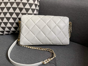 Chanel AS2563 Flap Bag Lambskin Gold Metal White - Default Title - View 7