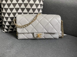 Chanel AS2563 Flap Bag Lambskin Gold Metal Gray - Default Title - View 1