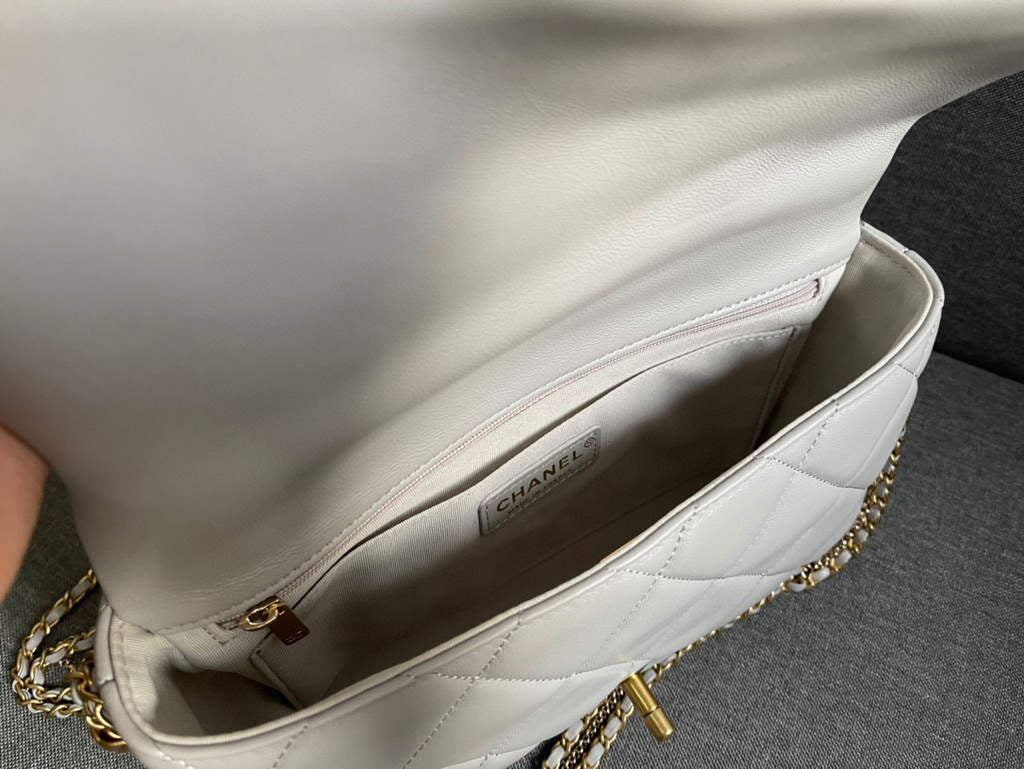 Chanel AS2563 Flap Bag Lambskin Gold Metal Gray