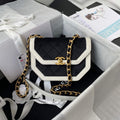 Chanel AS2597 Mini Flap Bag Velvet & Gold Tone Metal Black & White - Default Title - View 1